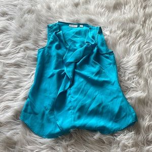New York & Company teal blouse with ruffle front!